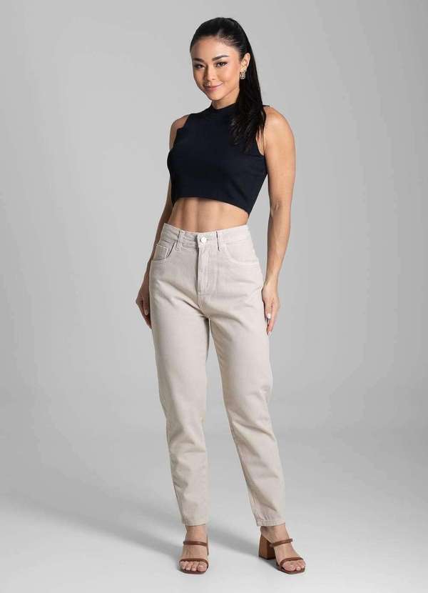 Sawary - Calça Sarja Sawary Mom - 281946 Bege 2