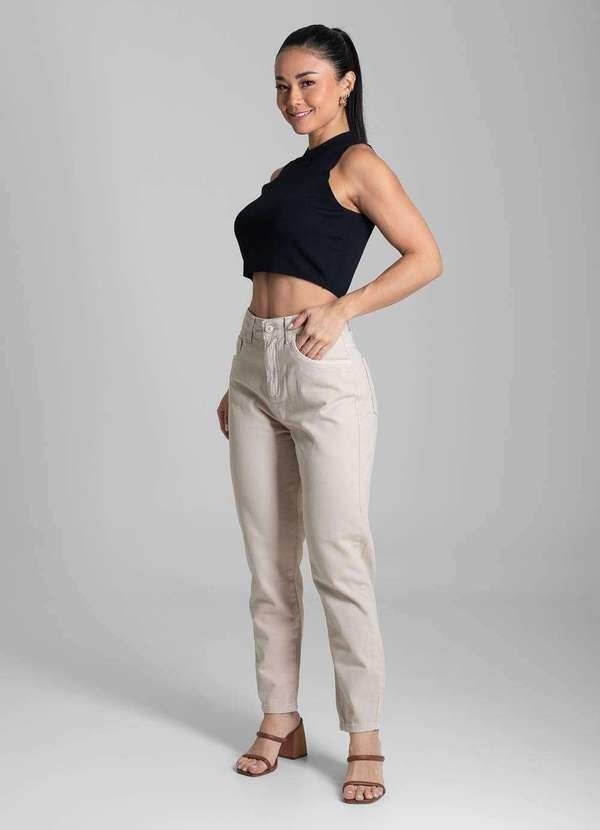 Sawary - Calça Sarja Sawary Mom - 281946 Bege 3