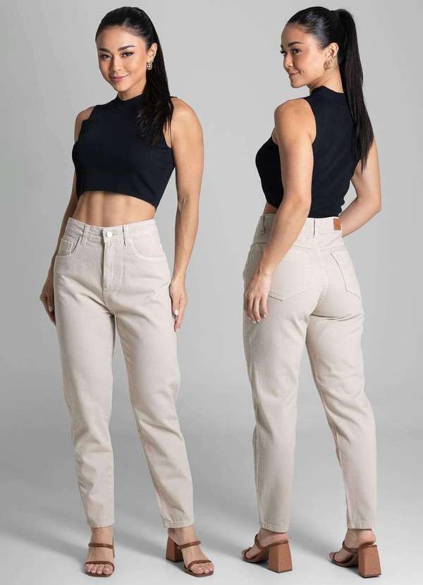 Sawary - Calça Sarja Sawary Mom - 281946 Bege 6