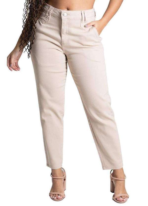 Sawary - Calça Sarja Sawary Mom Bege