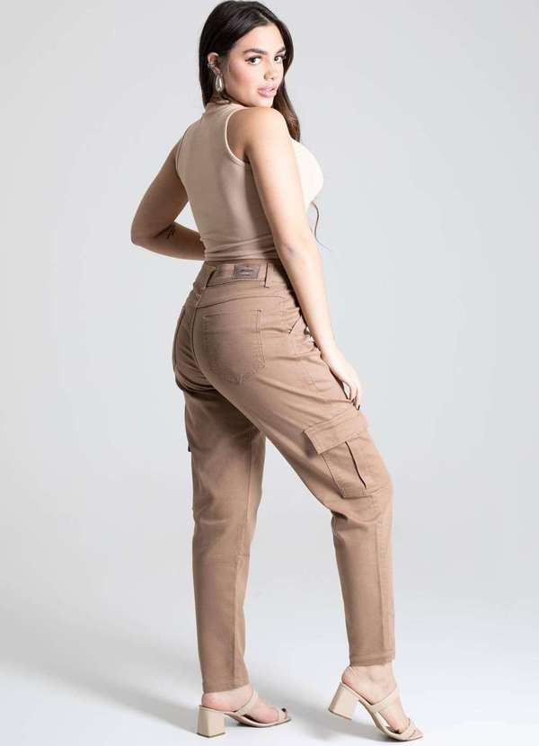 Sawary - Calça Sarja Sawary Mom Bege 3