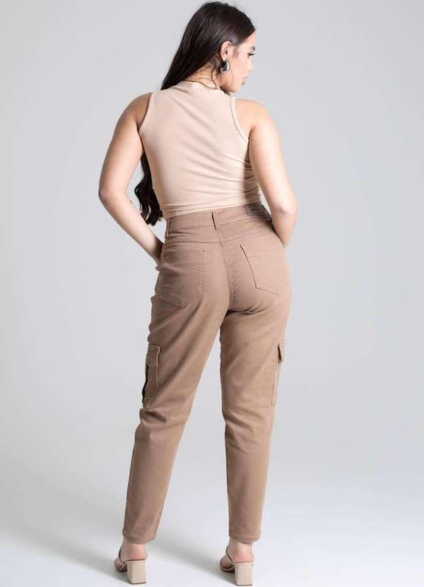 Sawary - Calça Sarja Sawary Mom Bege 4