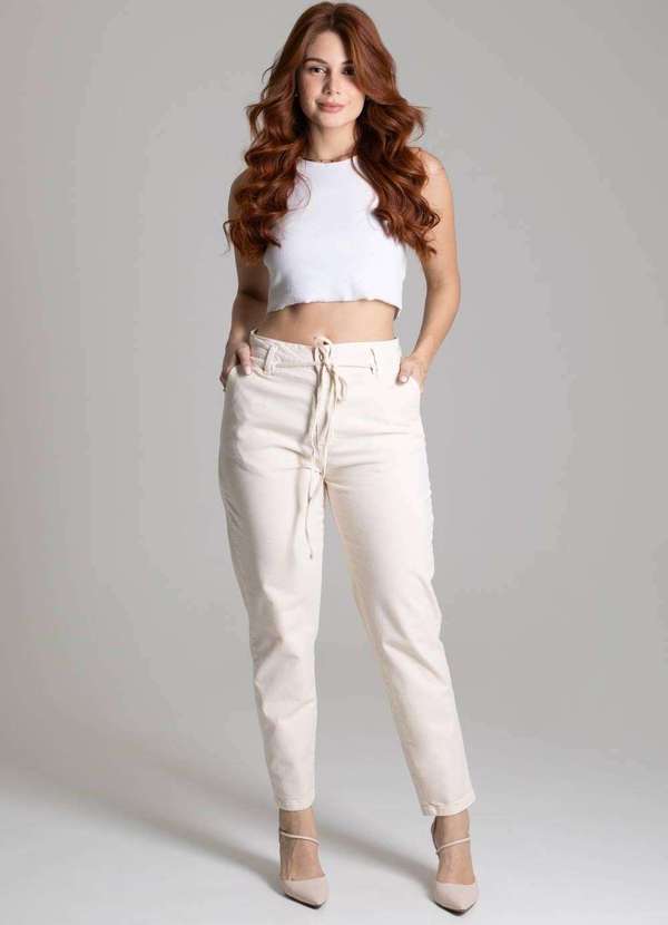 Sawary - Calça Sarja Sawary Mom - 277799 Bege 3