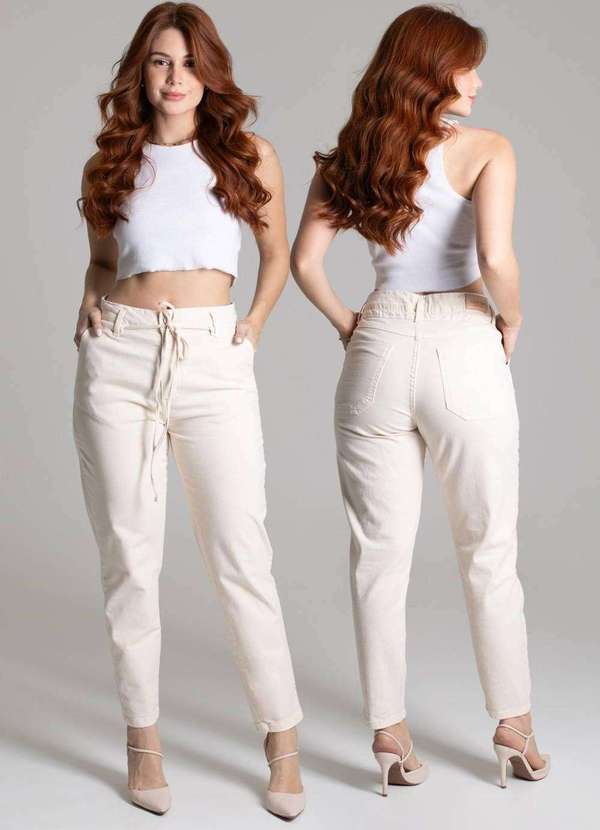 Sawary - Calça Sarja Sawary Mom - 277799 Bege 7