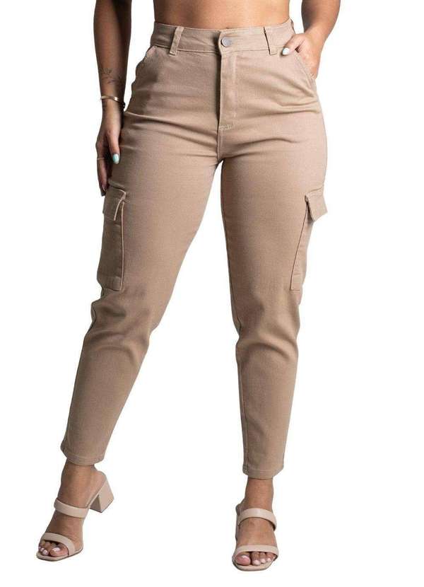 Sawary - Calça Sarja Sawary Mom Bege