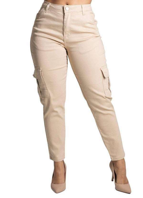 Sawary - Calça Sarja Sawary Mom Bege