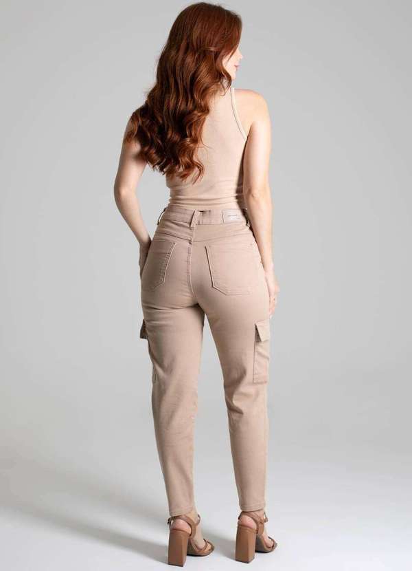 Sawary - Calça Sarja Sawary Mom Bege 5