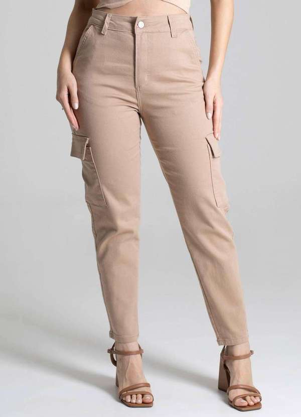 Sawary - Calça Sarja Sawary Mom Bege 6