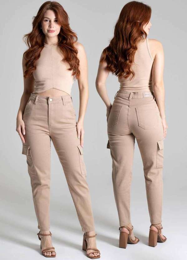 Sawary - Calça Sarja Sawary Mom Bege 7