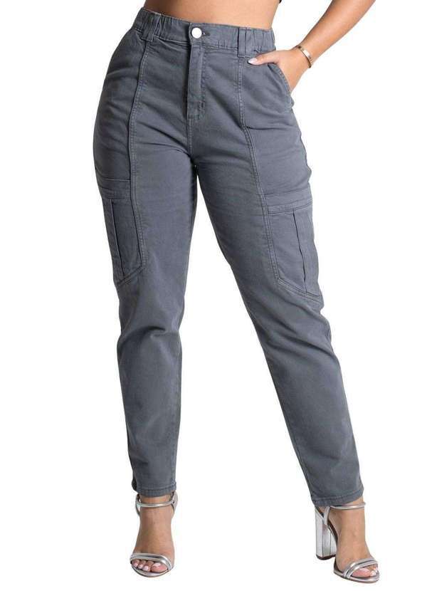 Sawary - Calça Sarja Sawary Mom - 278130 Cinza