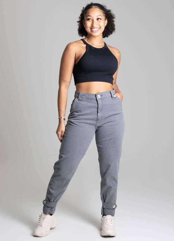 Sawary - Calça Sarja Sawary Mom - 278090 Cinza 2