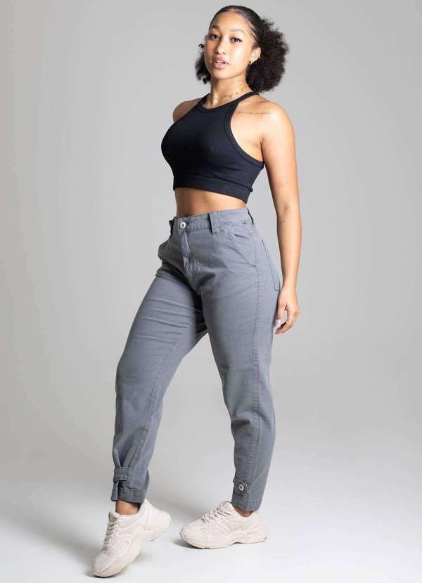 Sawary - Calça Sarja Sawary Mom - 278090 Cinza 3