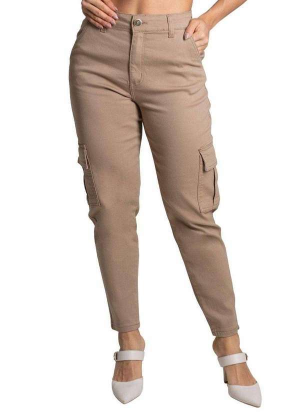 Sawary - Calça Sarja Sawary Mom Bege