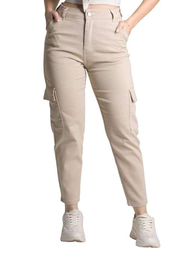 Sawary - Calça Sarja Sawary Mom Bege