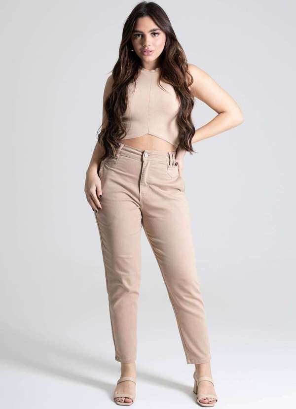 Sawary - Calça Sarja Sawary Mom - 277515 Bege 2