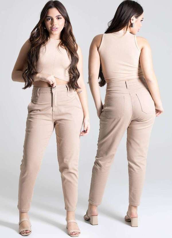 Sawary - Calça Sarja Sawary Mom - 277515 Bege 6