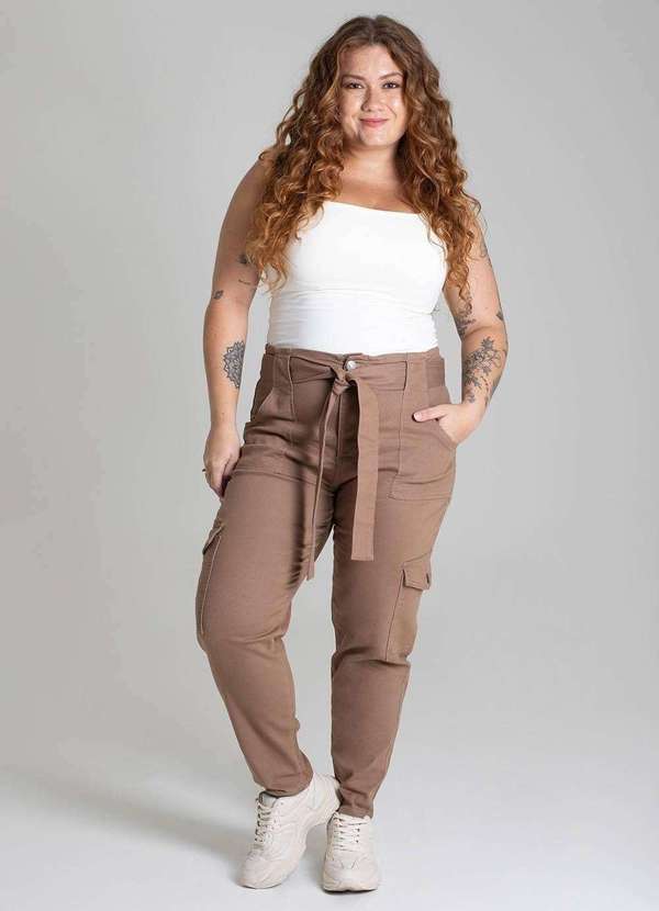 Sawary - Calça Sarja Sawary Plus Size - 278438 Bege 2