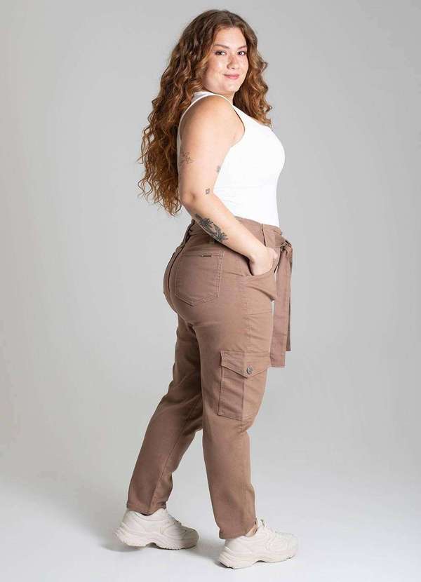 Sawary - Calça Sarja Sawary Plus Size - 278438 Bege 3