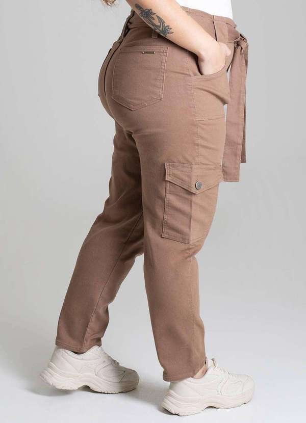 Sawary - Calça Sarja Sawary Plus Size - 278438 Bege 5