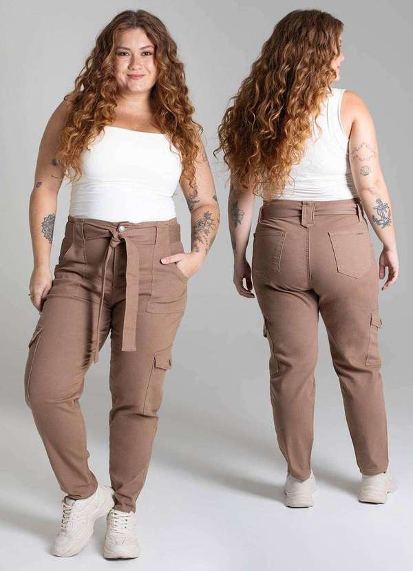 Sawary - Calça Sarja Sawary Plus Size - 278438 Bege 6