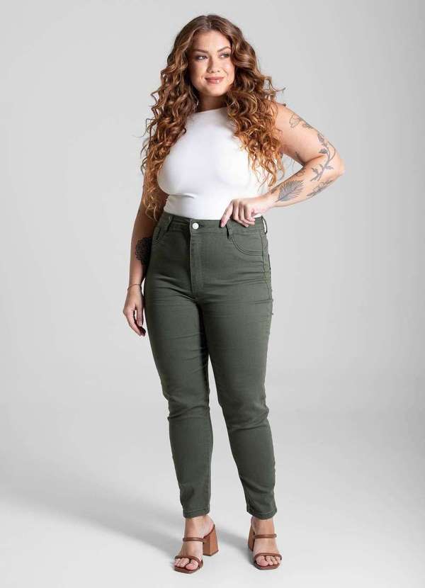 Sawary - Calça Sarja Sawary Plus Size - 282071 Verde 2