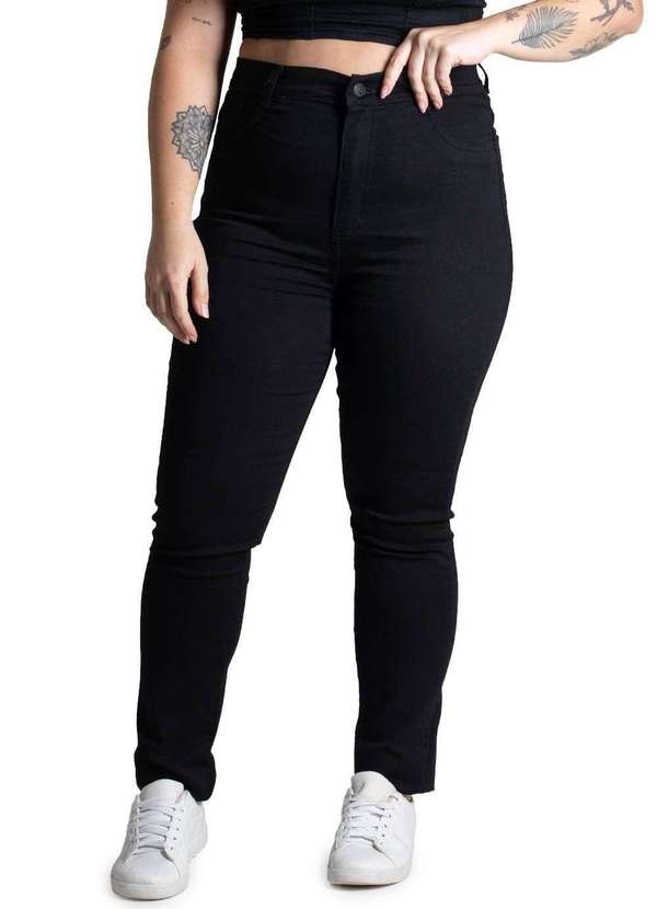 Sawary - Calça Sarja Sawary Plus Size Cigarrete - 275124 Preto