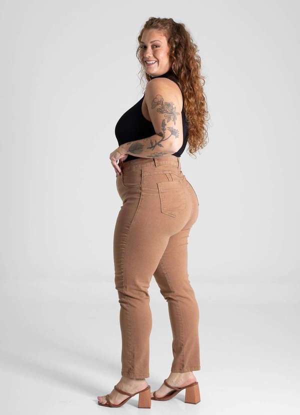 Sawary - Calça Sarja Sawary Plus Size Levanta Bumbum - 280799 Marrom 2