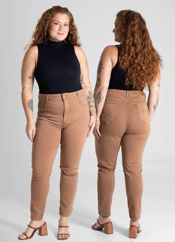 Sawary - Calça Sarja Sawary Plus Size Levanta Bumbum - 280799 Marrom 6
