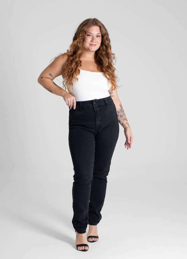 Sawary - Calça Sarja Sawary Plus Size Levanta Bumbum - 280808 Preto 6