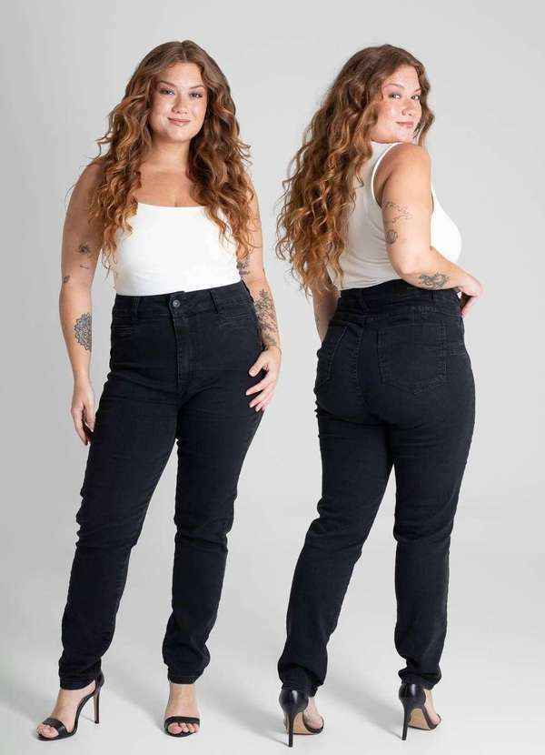 Sawary - Calça Sarja Sawary Plus Size Levanta Bumbum - 280808 Preto 2