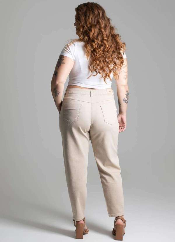 Sawary - Calça Sarja Sawary Plus Size Mom -277661 Bege 4