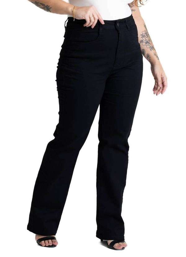 Sawary - Calça Sarja Sawary Plus Size Reta - 281030 Preto