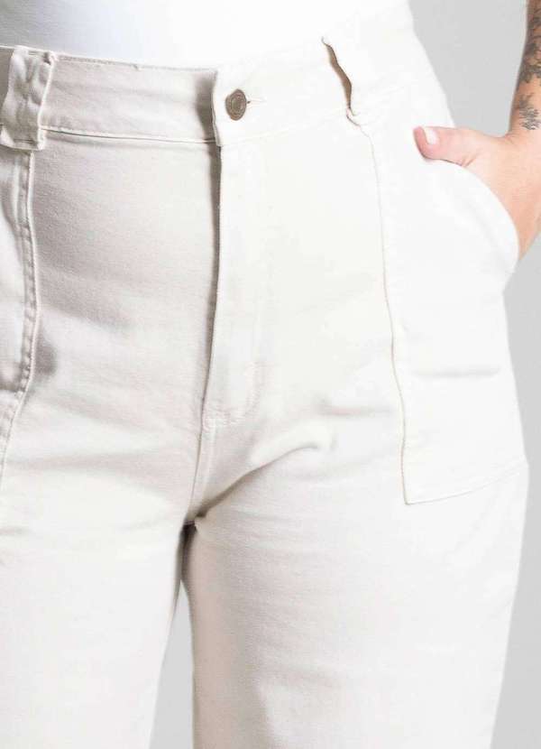 Sawary - Calça Sarja Sawary Plus Size Wide Leg - 282158 Bege 5