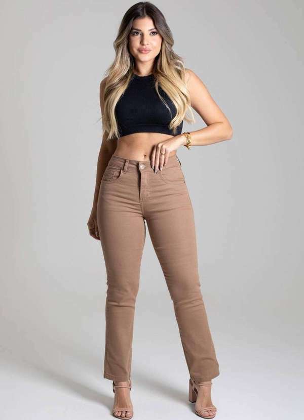Sawary - Calça Sarja Sawary Reta - 277280 Bege