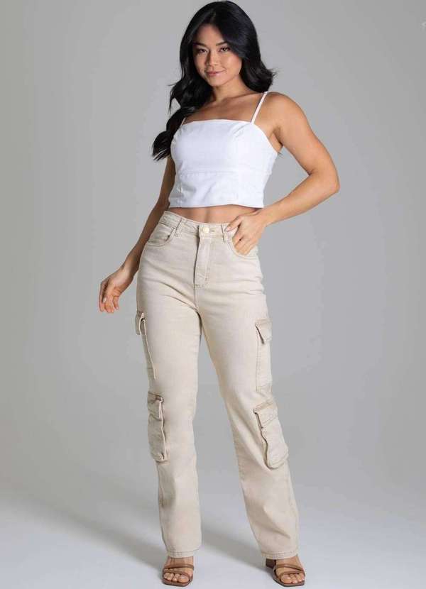 Sawary - Calça Sarja Sawary Reta - 278271 Bege 2