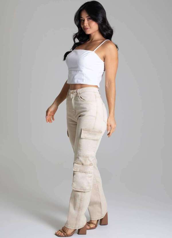 Sawary - Calça Sarja Sawary Reta - 278271 Bege 3