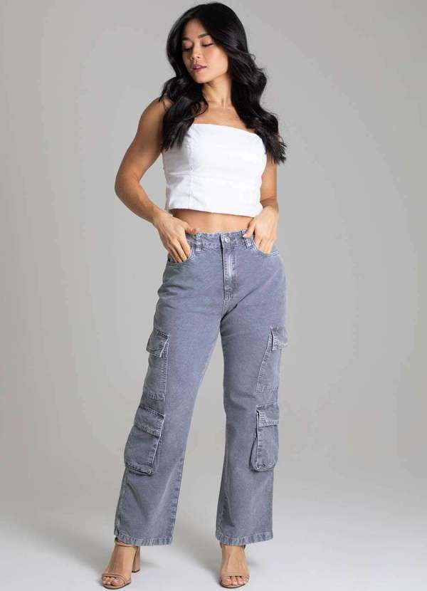 Sawary - Calça Sarja Sawary Reta - 278902 Cinza 2