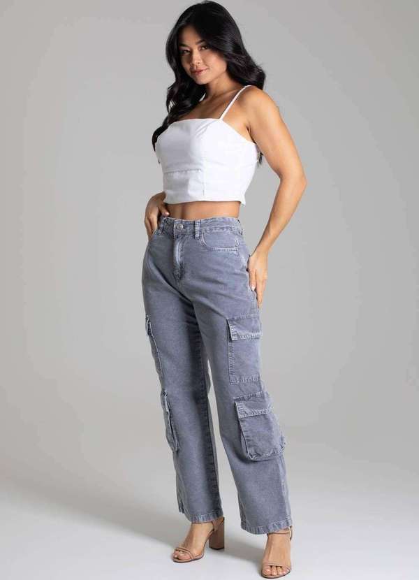 Sawary - Calça Sarja Sawary Reta - 278902 Cinza 3