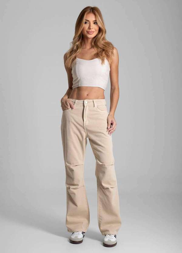 Sawary - Calça Sarja Sawary Reta - 282131 Bege 2