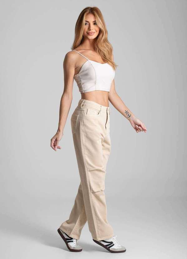 Sawary - Calça Sarja Sawary Reta - 282131 Bege 3