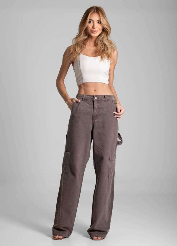 Sawary - Calça Sarja Sawary Reta - 282663 Marrom 2