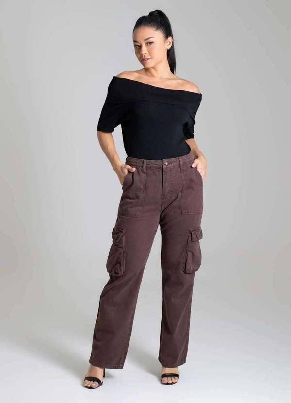 Sawary - Calça Sarja Sawary Reta Petit - 280527 Marrom 2