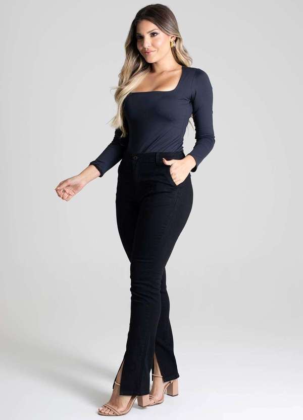 Sawary - Calça Sarja Sawary Reta Preto 2