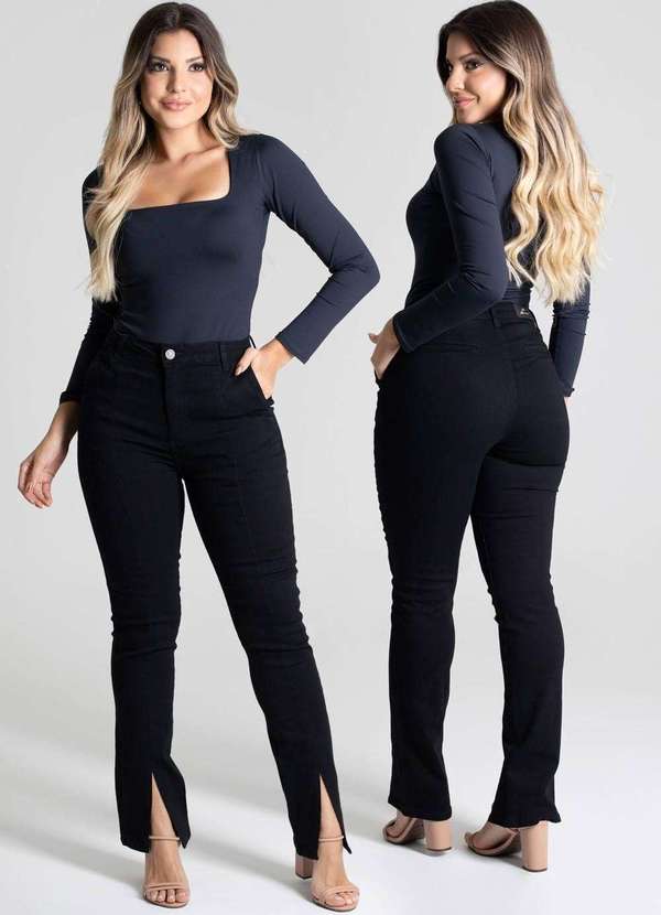 Sawary - Calça Sarja Sawary Reta Preto 6