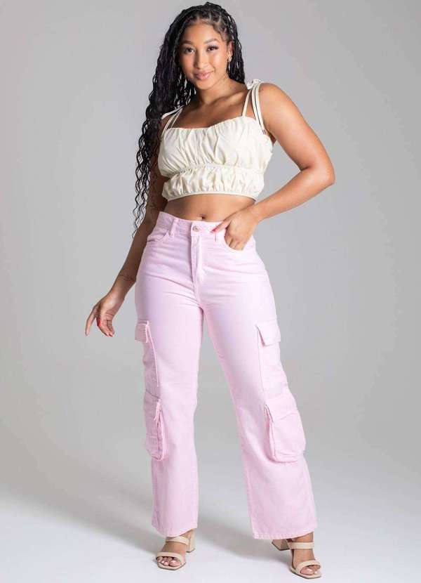 Sawary - Calça Sarja Sawary Reta - 278227 Rosa 2
