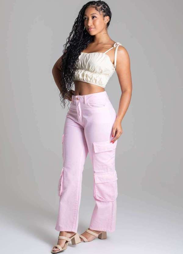 Sawary - Calça Sarja Sawary Reta - 278227 Rosa 3