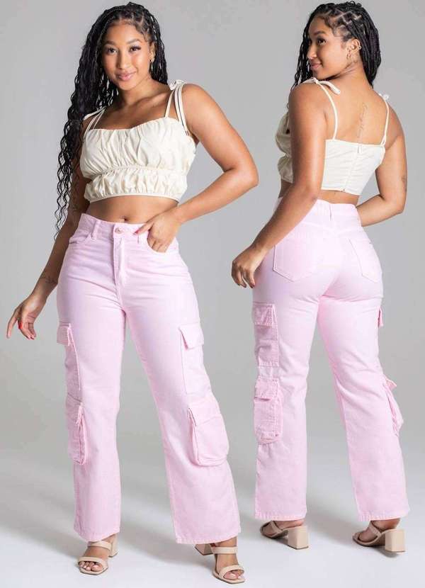 Sawary - Calça Sarja Sawary Reta - 278227 Rosa 6