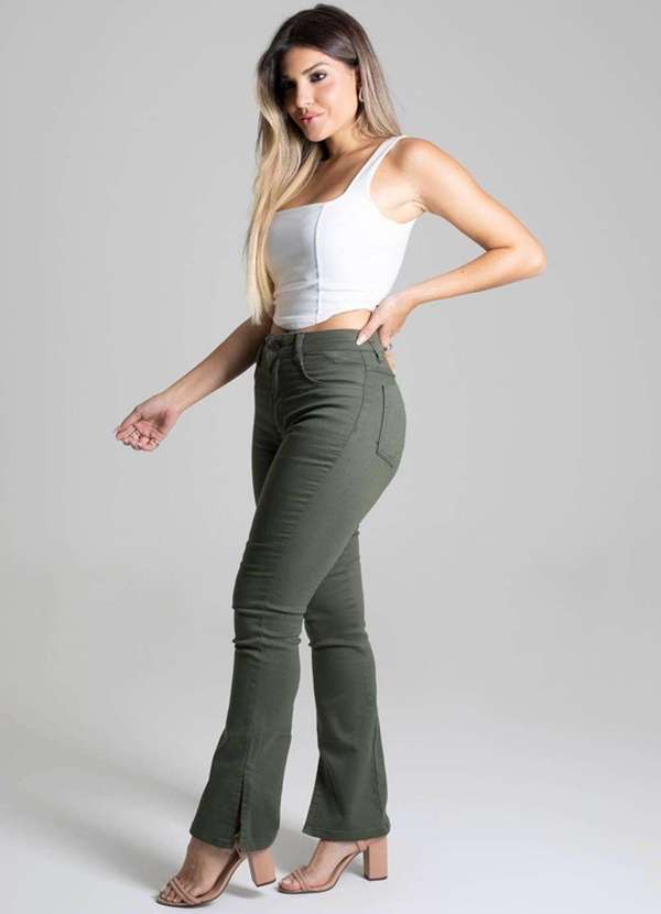 Sawary - Calça Sarja Sawary Reta Verde 3