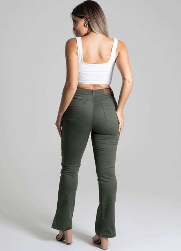 Sawary - Calça Sarja Sawary Reta Verde 4