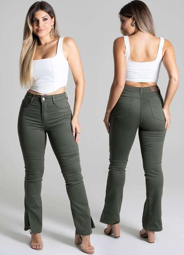 Sawary - Calça Sarja Sawary Reta Verde 6